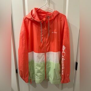 Columbia XXL Sandy Salt Wind Breaker Color Block Rain Jacket